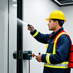 **

"A professional fire safety engineer, fully clothed in appropriate safety gear, inspecting a sprinkler system in a modern office building. Bright lighting, clean environment, perfect anatomy, correct proportions, safe for work, appropriate content, professional, well-formed hands, proper finger count, natural body proportions, high quality photography."

**