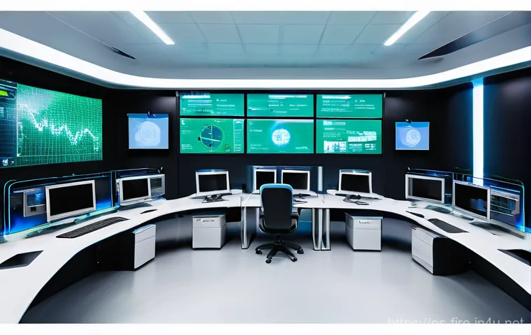 화재안전관리 직무에서의 목표 달성 전략 - **Prompt 1: Futuristic Fire Safety Control Center**
"A clean, modern, and high-tech control room...