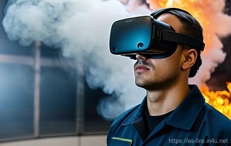 화재안전관리 기술자의 직무에서의 성과 분석 - **Prompt:** A highly skilled fire safety technician, in their early 30s, wearing a crisp, dark blue ...