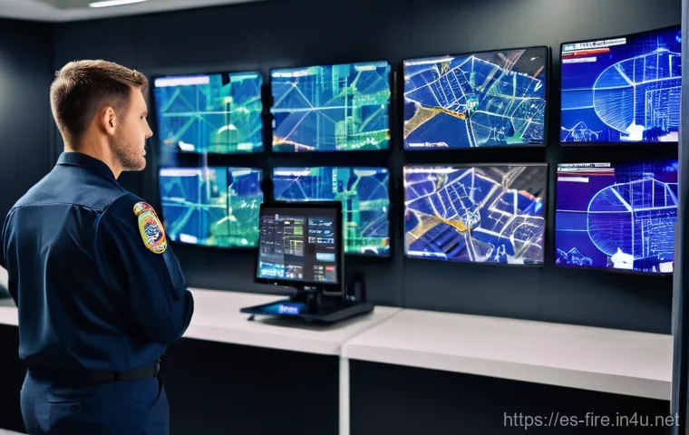 화재안전관리 기술자의 직무에서의 도전과 기회 - **"A fire safety engineer, a male in his late 30s, stands confidently in a state-of-the-art command ...