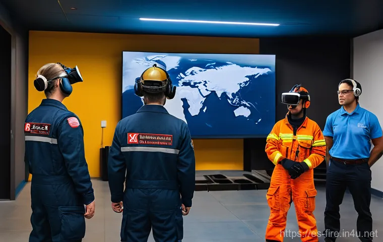 화재안전관리 기술자의 직무에서의 도전과 기회 - **"An intense, yet controlled, aerial scene depicting advanced wildfire management. Multiple high-te...