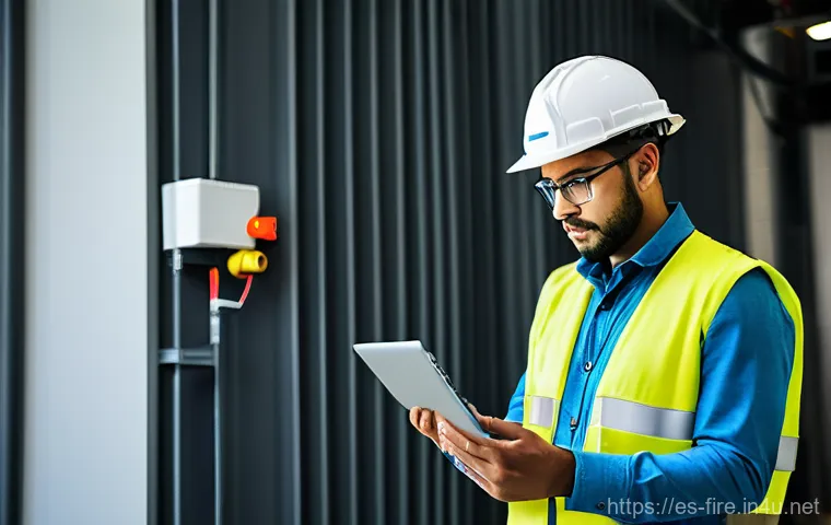 화재안전관리기술자의 연봉과 직업 만족도 - **Prompt 1: The Vigilant Protector on Site**
    "A professional fire safety engineer, wearing a har...