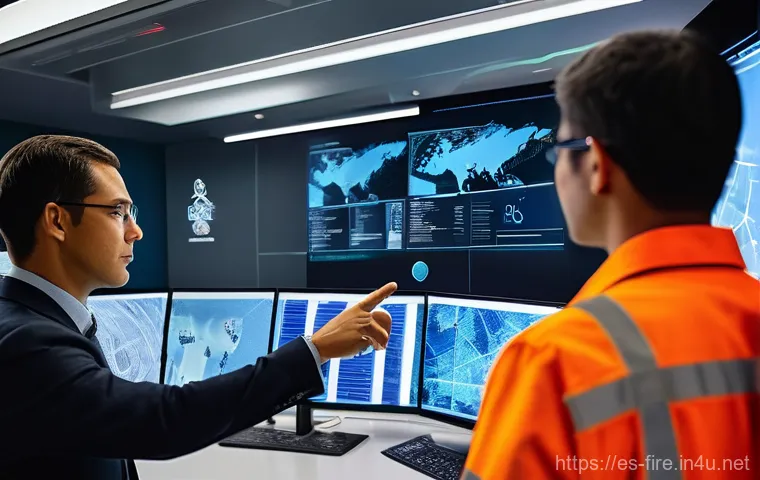 화재안전관리기술자의 연봉과 직업 만족도 - **Prompt 1: The Vigilant Protector on Site**
    "A professional fire safety engineer, wearing a har...