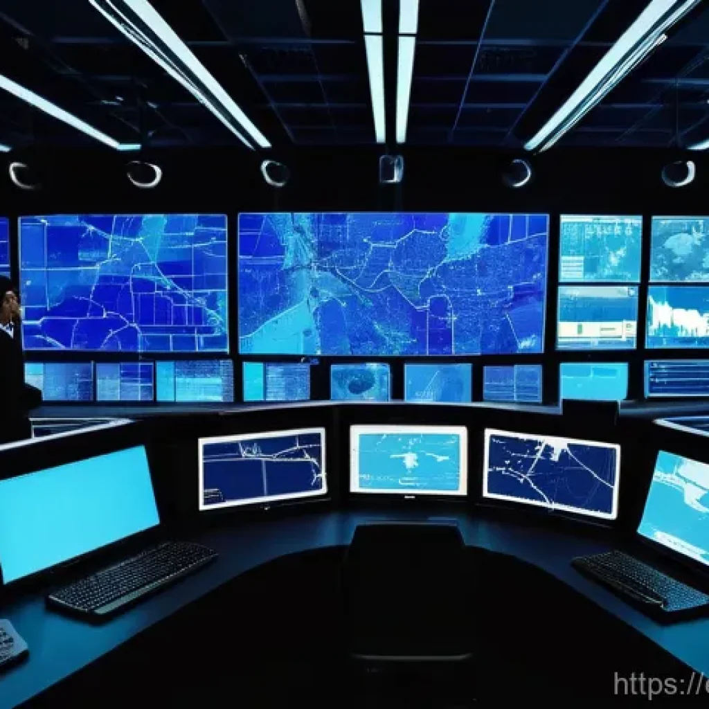 화재안전관리 분야에서 주목할 만한 최신 기술 - **Prompt:** A visually striking, futuristic control room overseeing a sprawling smart city or indust...