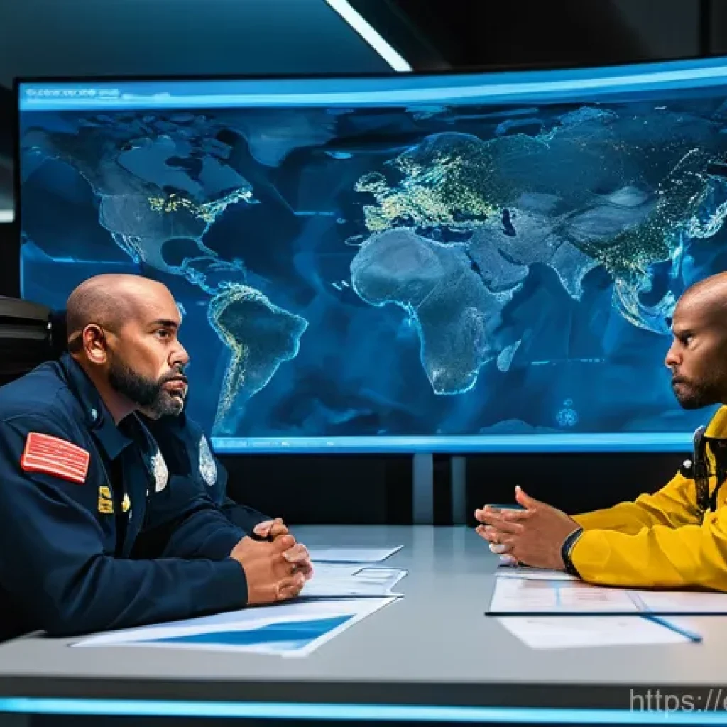 화재안전관리 직무에서의 갈등 해결 방법 - **Prompt:** A dynamic scene depicting a team of diverse emergency responders, including firefighters...