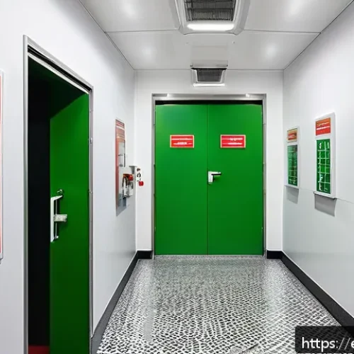 Home 32 화재안전관리 실무와 관련된 주요 법령 - A detailed interior scene of a modern public building in Spain, showcasing advanced fire safety syst...